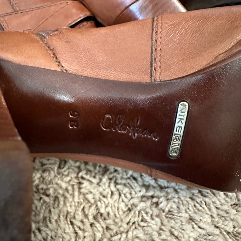 Cole Haan Nike Air High Heel Boots Leather Brown - Picture 15 of 16